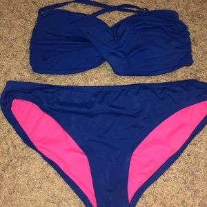 Royal blue bikini with decorative back